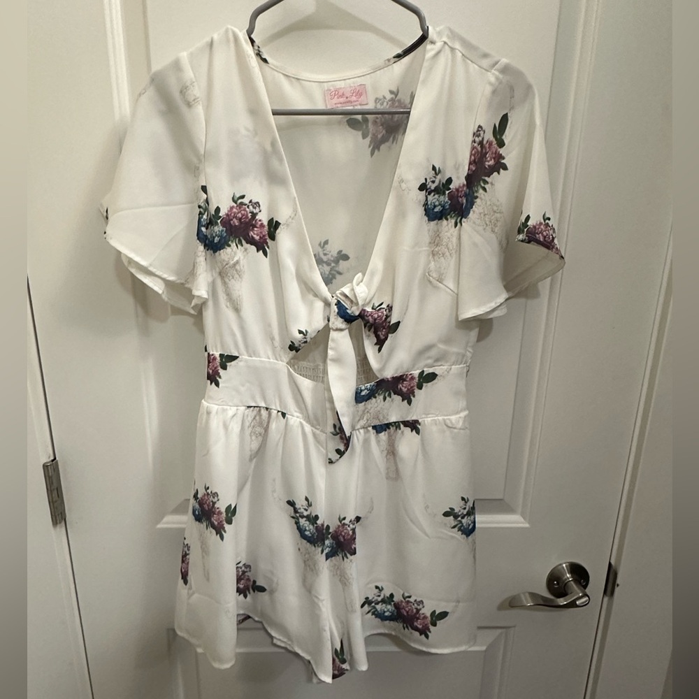 Pink Lilly flowered romper